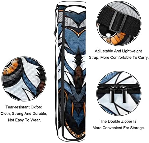 RATGDN Yoga Mat Çantası, Mavi Baykuş Kafası Egzersiz Yoga matı Taşıyıcı Tam Zip Yoga Mat Taşıma Çantası Ayarlanabilir