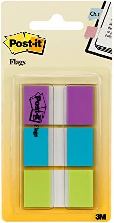 Post-it Bayrakları, 60 / Hareket Halindeyken Dağıtıcı, 1 Dağıtıcı/Paket, 1 Genişliğinde, Mor, Mavi, Yeşil (680-PBG)
