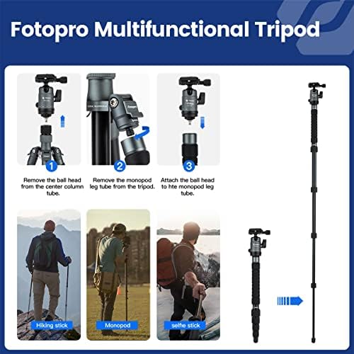 Fotopro Kamera Tripodu, DSLR Kamera için 57 Alüminyum Tripod ve Monopod, Bilyalı Kafa ve Hızlı Bırakma Plakası ve