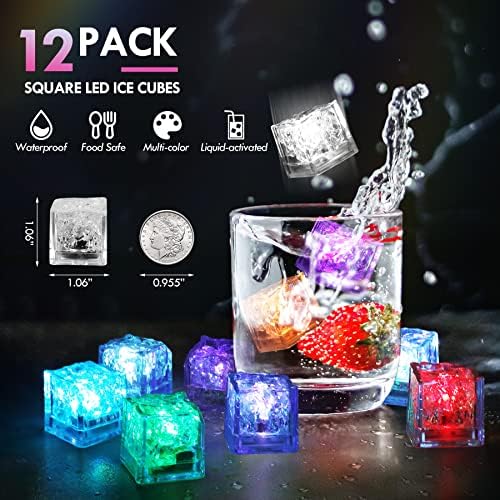 Lineba Light Up Buz Küpleri, Değişen ışıklar ile içecek için 12 Paket Çok Renkli Led Buz Küpleri, Club Bar Partisi