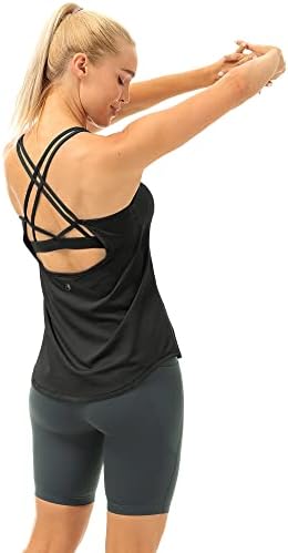 ıcyzone Egzersiz Tankı Üstleri Dahili Sutyen-kadın Strappy Atletik Yoga Üstleri, Koşu Egzersiz spor forma