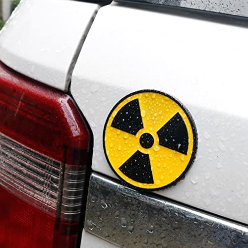 Nükleer Radyasyon Uyarı Araba Sticker, Nükleer Radyoaktif İşareti Metal Amblemi, Asla Solmaz Çinko Alaşım Çıkartması