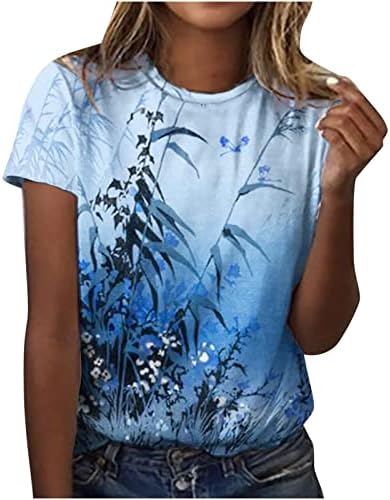 Bayanlar Yaz Sonbahar Gömlek Elbise Kısa Kollu Pamuklu Crewneck Grafik Gevşek Fit Salonu Üst T Shirt Genç Kızlar
