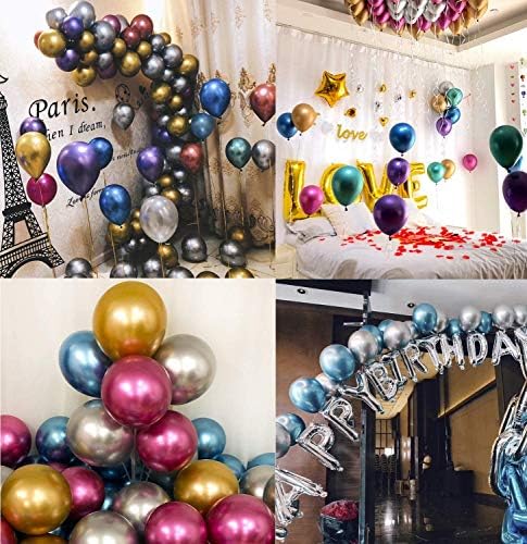 60 Adet Metal balonlar, 12 inç parti lateks balon Doğum Günü dekorasyon aksesuarları