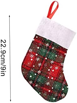 Noel Çorap hediye çantası Şeker Çorap Çanta Kar Tanesi Çorap Ekose Çuval Bezi Tutucu ağaç dekor mini bilya Damla