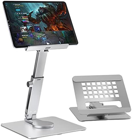 RAYONE Tablet Standı Masası, Yüksekliği Ayarlanabilir Alüminyum iPad Standı Tutucu, Katlanabilir 360° Döner Masaüstü