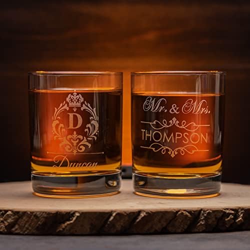 Kişiye Özel viski bardağı-11,2 oz Kazınmış viski Bardağı-Özel Züccaciye Eski Moda içecek bardakları-Monogram Ona