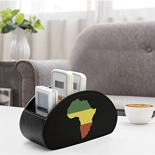 Afrika Haritası Bayrağı Deri Uzaktan Kumanda Tutucu Komik Caddy saklama kutusu masa üstü organiser 5 Bölmeli TV Blu-Ray