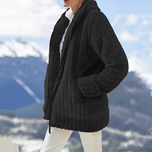 NDVYXX kadın 2023 Moda Kış Ceket Uzun Kollu Yaka Zip Up Faux Shearling Tüylü Büyük Boy Ceket Ceket