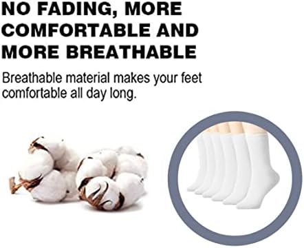 KUYYFDS-Erkekler ve Kadınlar için 6 Çift Polyester Pamuklu Çorap (Beyaz).