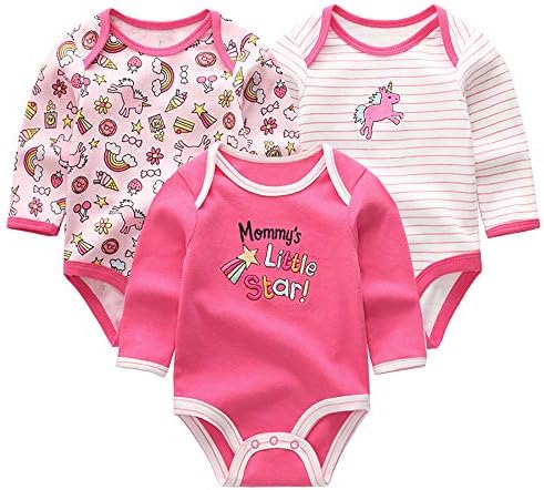 Chamie Yenidoğan Bebek Bodysuit 3-Pack Uzun Kollu Bodysuit Bebek Giysileri Erkek ve Kız için