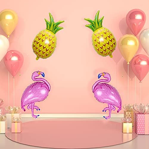 Flamingo Balonlar Ananas Balonlar-4'lü paket, Flamingo Parti Süslemeleri, Ananas Doğum Günü Süslemeleri Yaz Havuzu