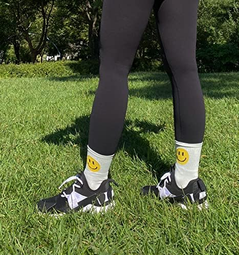 HOLAWİT Mutlu Yüz Eğlenceli Tasarım Pozitif Gülümseme Siyah & Beyaz Çeşitli Ekip Çorap 5 P Set