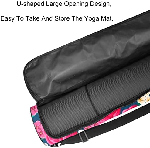 RATGDN Yoga Mat Çantası, Pembe Kırmızı Gül Egzersiz yoga matı Taşıyıcı Tam Zip Yoga Mat Taşıma Çantası Ayarlanabilir