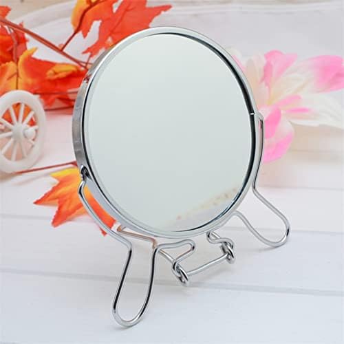 Aynalar Yuvarlak Makyaj makyaj masası aynası 360 Derece Dönen Yan Ayna Büyüteç Paslanmaz Çelik Çerçeve (Renk: Beyaz,