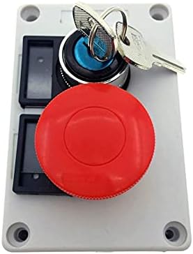 SVAPO Basma Düğmesi İstasyonu, 660V 10A 2 Pozisyon On / Off Anlık Anahtarı Tuş Kilidi 40mm Kırmızı Mantar Kap
