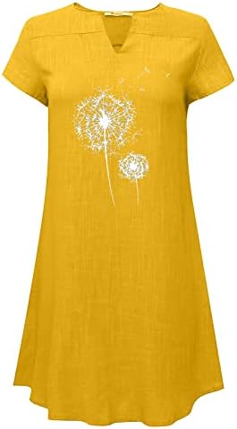 Yaz Elbiseler kadın Artı Boyutu Kısa Kollu Gevşek Pamuk Keten Üst Gömlek Elbise Bayanlar Diz Boyu Midi Sundress