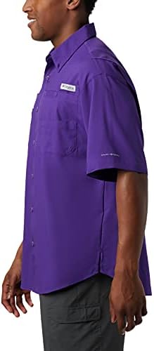 Columbia NCAA LSU Kaplanları erkek Tamiami Kısa Kollu Gömlek, 5X-Large Büyük, LSU-Canlı Mor