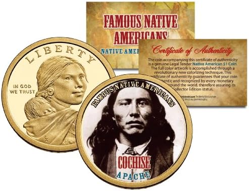 COCHİSEFamous Yerli Amerikalılar Sacagawea Doları Renklendirilmiş Para APACHE Kızılderilileri