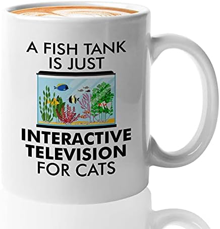 Kabarcık Hugs Balık Severler Kahve Kupa 11 oz Beyaz-Bir Balık Tankı Sadece İnteraktif-Akvaryum Akvaryum Balığı Su
