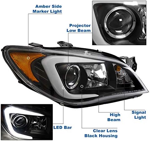 ZMAUTOPARTS LED tüp halojen projektör farlar siyah w / 6.25 beyaz DRL ışık ile uyumlu 2006-2007 Subaru Impreza