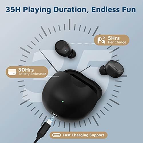 Lasuney T20 Gerçek Kablosuz Kulaklıklar, IPX7 Su Geçirmez Bluetooth Kulaklıklar, iPhone Android için Şarj Kutusu