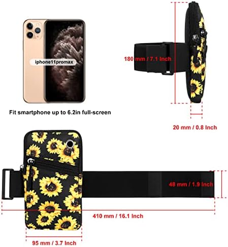 HAWEE cep telefonu Kol Bandı Kılıfı Kadınlar için Koşu Çantası ile Uyumlu Cep Telefonu 6.28 İnç Tam Ekran, Ayçiçeği