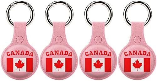 Kanada Bayrağı Koruyucu Kılıf için Uyumlu AirTag Anti-Kayıp Bulucu Tutucu için Anahtarlık ile Cüzdan Bagaj Yaka Kedi