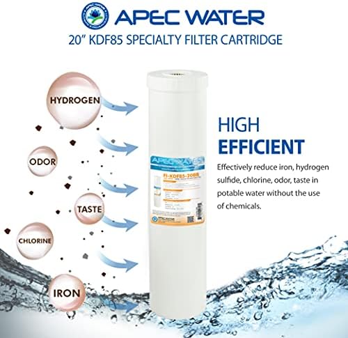 APEC Su Sistemleri FI-KDF85 - 10BB ABD Yapımı Demir ve Hidrojen Sülfür Azaltma Yedek Su Filtresi 4.5 x 10, Beyaz