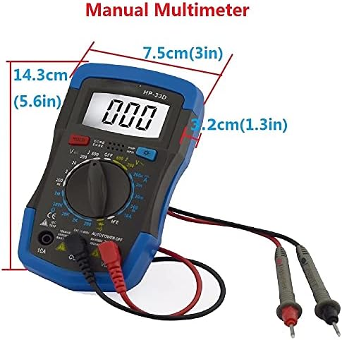 WYFDP Manuel Multimetre DC / AC Gerilim Akım Direnç Diyot HFE Pil Testi Veri Tutma Test Cihazı