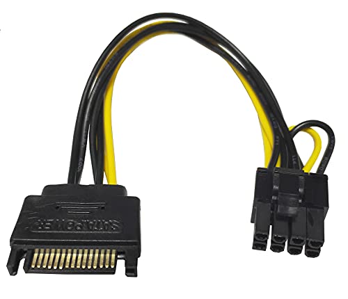Traovıen PCI Express Güç Kablosu, 15 Pin SATA Erkek 8 Pin (6+2 Pin) PCI Express Dişi Ekran Kartı Güç Adaptörü Kablosu(15