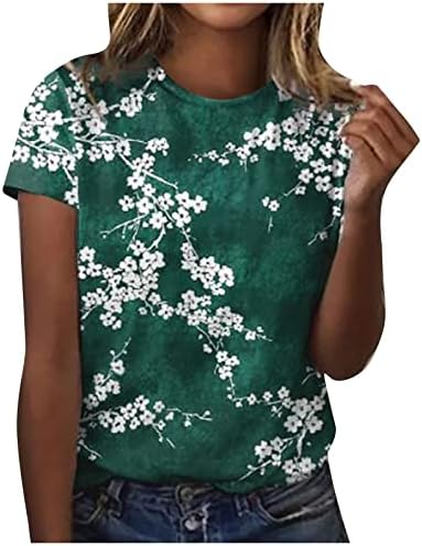 Bluz T Shirt Bayan Yaz Sonbahar Giysileri Düzenli Fit Kısa Kollu Pamuklu Ekip Boyun Grafik Gömlek 9J 9J