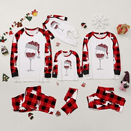 Pijama Noel Aile Aile Noel Pijama Eşleşen Setleri Sevimli Baskılı Üst Ekose Pantolon Pijama Tatil PJs