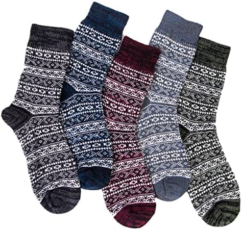 Loritta 5 Pairs Yün Çorap Kadın Hediyeler için Kış Sıcak Kalın Örgü Kabin Rahat Ekip Çorap