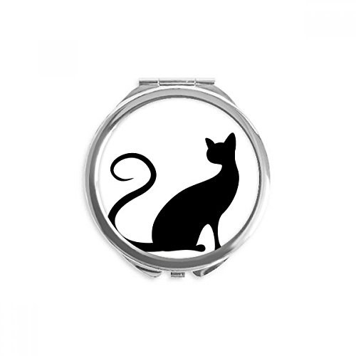 Zarif siyah kedi hayvan anahat el kompakt ayna yuvarlak taşınabilir cep cam