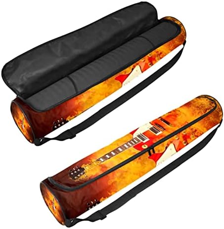 RATGDN Yoga Mat Çantası, Ateşleme Rock Gitar Egzersiz Yoga matı Taşıyıcı Tam Zip Yoga Mat Taşıma Çantası Ayarlanabilir