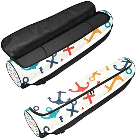 RATGDN Yoga Mat Çantası, Çapa Desen egzersiz yoga matı Taşıyıcı Tam Zip Yoga Mat Taşıma Çantası Ayarlanabilir Kayış