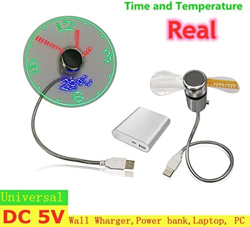 BHOLSA USB Küçük ışık Mini Gece Hayranları İle Zaman Ve Sıcaklık Göstergesi laptop taşınabilir güç kaynağı Dizüstü