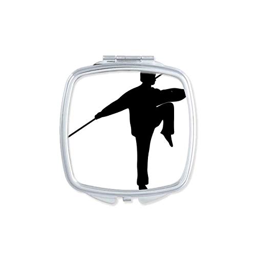 Kung Fu Çin Shaolin Sopa Dövüş Sanatı Ayna Taşınabilir Kompakt Cep Makyaj Aynası Çift Taraflı Cam