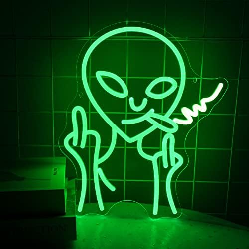 GREMAG Alien Neon Burcu, LED Neon ışık kısılabilir, Yeşil Neon Alien Burcu, LED duvar sanatı USB Powered, Yeşil duvar