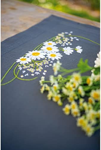 Vervaco Masa Runner Saten Dikiş Seti Papatya Çiçekleri Nakış Resmi 40 x 100 cm