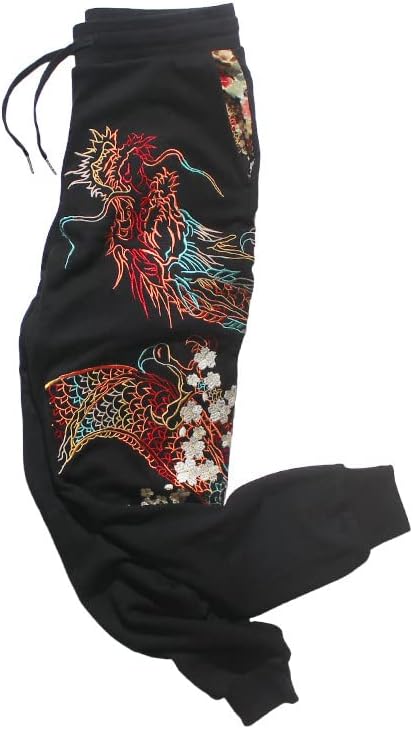 UKTZFBCTW Bahar Sonbahar Siyah Pamuk Kadın erkek Orijinal Çin İşlemeli Pantolon Yokosuka Sportpants Kaybetmek Pantolon