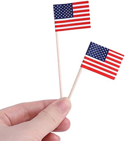 100 Adet ABD Amerikan Kürdan Bayrakları 2.5 4 ABD Cupcake Toppers Kek İşaretleyiciler Parti için Gıda Etiketleri