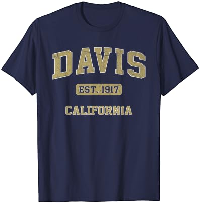 Davis California CA Vintage Devlet Atletik Tarzı Tişört