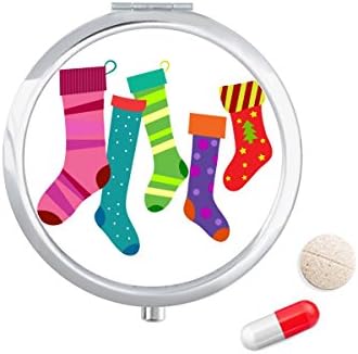 Merry Christmas Renkli Çorap Çizim Hap Kutusu Cep tıbbi saklama kutu konteyner Dağıtıcı