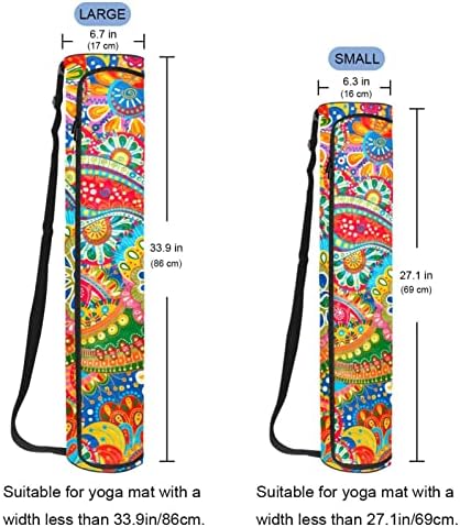 RATGDN Yoga Mat Çantası, Renkli Paisley Çiçek Egzersiz Yoga matı Taşıyıcı Tam Zip Yoga Mat Taşıma Çantası Ayarlanabilir