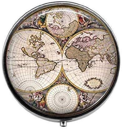 El yapımı Dünya haritası Sanat Takı-Sanat Fotoğraf Hap Kutusu-Charm Hap Kutusu-Cam Şeker Kutusu