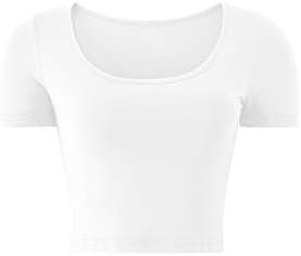KLOTHO Hafif Kırpma Üstleri Slim Fit Sıkı Egzersiz Gömlek Kadınlar için
