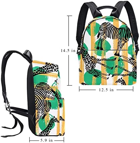 TBOUOBT Deri seyahat sırt çantası Hafif Dizüstü Rahat Sırt Çantası Kadın Erkek, Tropikal Hayvanlar Zebra Zürafa Modern
