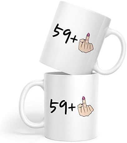 Ben 59 Artı 1 Orta Parmak Eşittir 60 Doğum Günü Kahve Kupaları-Yenilik Seramik Kahve Kupa çay bardağı Beyaz 60th